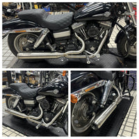 2 into 1 Full Length Exhaust System Stainless Steel Muffler For Harley Dyna Fat Bob FXDF Low Rider FXDL S Street Bob FXDB FXD 2006-2017 - pazoma