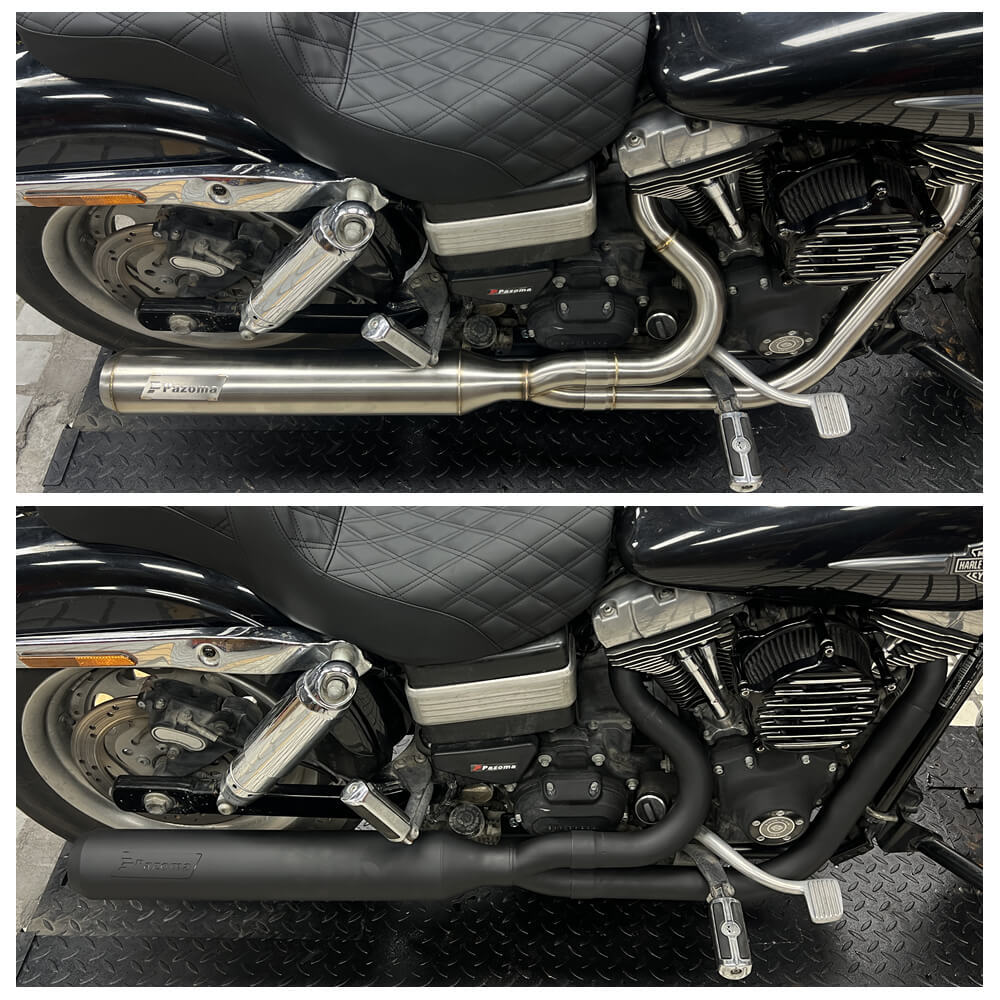 2 into 1 Full Length Exhaust System Stainless Steel Muffler For Harley Dyna Fat Bob FXDF Low Rider FXDL S Street Bob FXDB FXD 2006-2017 - pazoma
