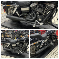 2 into 1 Full Length Exhaust System Stainless Steel Muffler For Harley Dyna Fat Bob FXDF Low Rider FXDL S Street Bob FXDB FXD 2006-2017 - pazoma