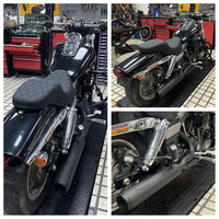 2 into 1 Full Length Exhaust System Stainless Steel Muffler For Harley Dyna Fat Bob FXDF Low Rider FXDL S Street Bob FXDB FXD 2006-2017 - pazoma