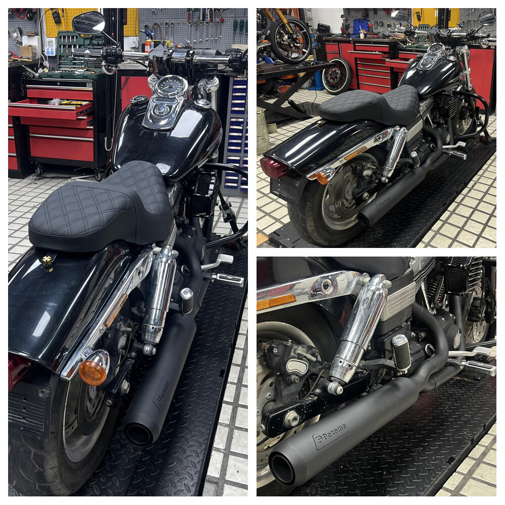 2 into 1 Full Length Exhaust System Stainless Steel Muffler For Harley Dyna Fat Bob FXDF Low Rider FXDL S Street Bob FXDB FXD 2006-2017 - pazoma