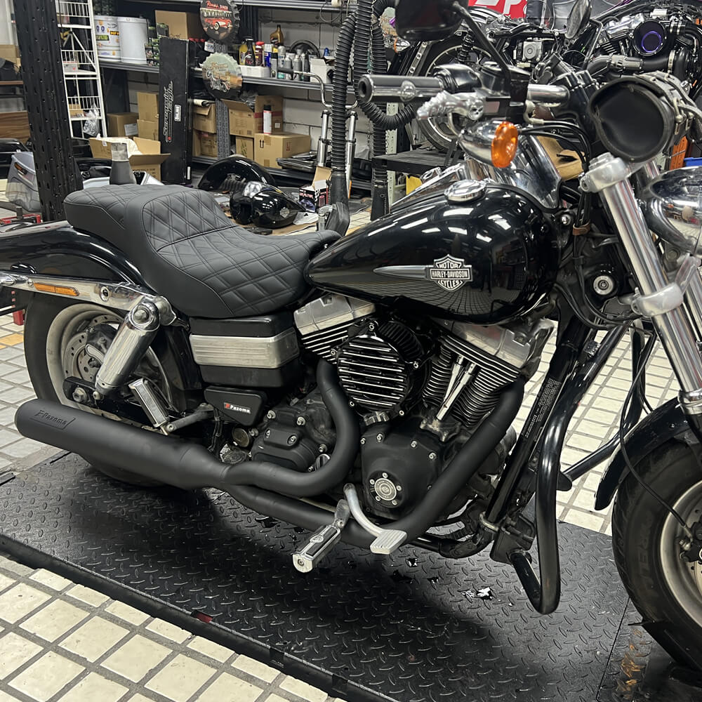 2 into 1 Full Length Exhaust System Stainless Steel Muffler For Harley Dyna Fat Bob FXDF Low Rider FXDL S Street Bob FXDB FXD 2006-2017 - pazoma