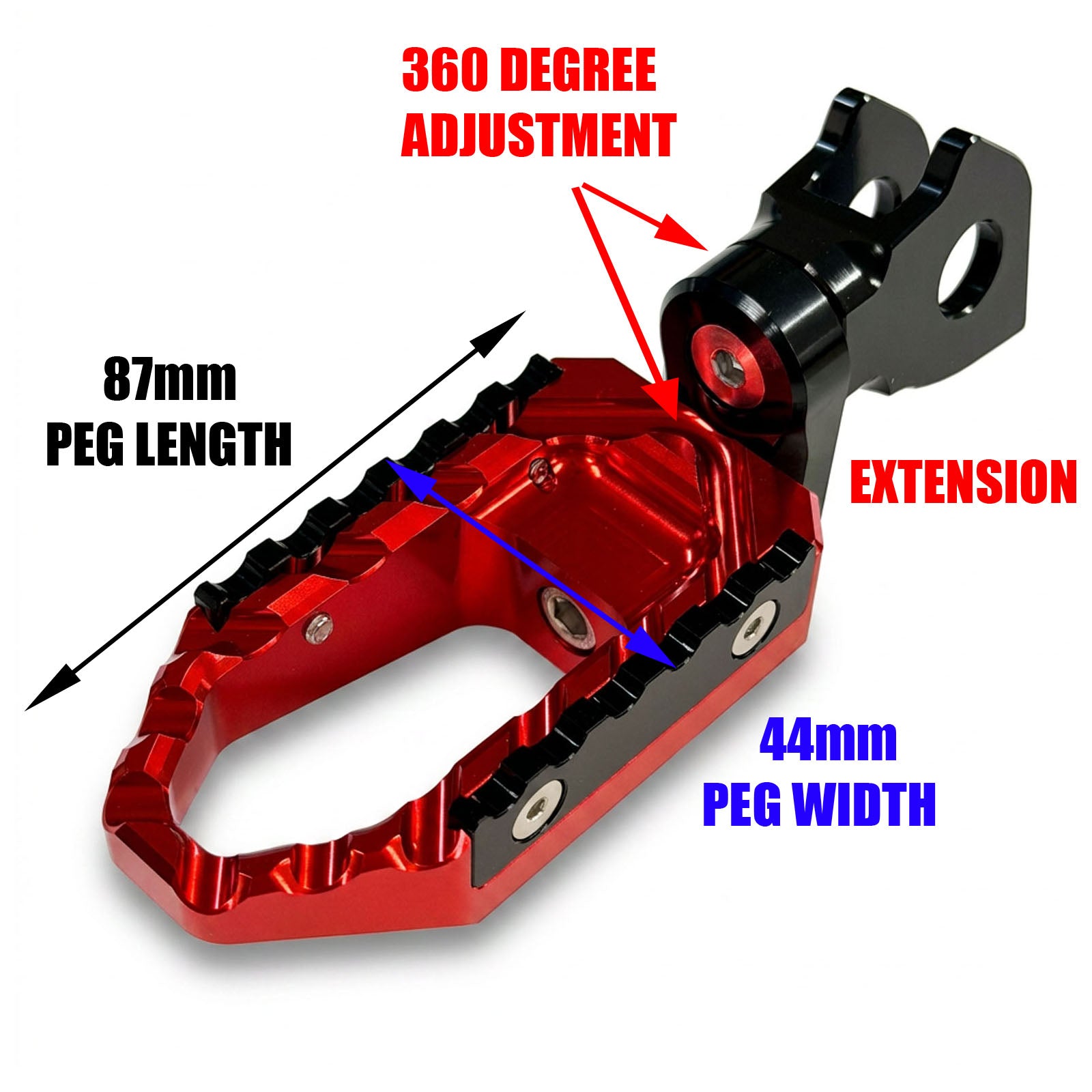 {Delantero} Se adapta a las clavijas de pie ajustables Kawasaki ZR7S ZRX1200 TRC Touring de 25 mm