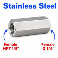 1/8 inch NPT Female to BSP G 1/4 inch Female Stainless Steel 304 Sensor Adaptor Fittings Conversion
