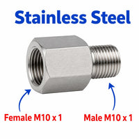 M10x1 Female to M10x1 Male Stainless Steel 304 Sensor Adaptor Fittings Conversion