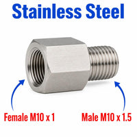 M10x1 Female to M10x1.5 Male Stainless Steel 304 Sensor Adaptor Fittings Conversion