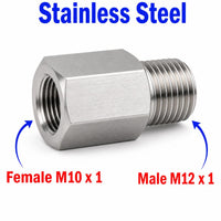 M10x1 Female to M12x1 Male Stainless Steel 304 Sensor Adaptor Fittings Conversion