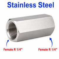 BSPT Tapered R 1/4 inch Female to BSPT Tapered R 1/4 inch Female Stainless Steel 304 Sensor Adaptor Fittings Conversion