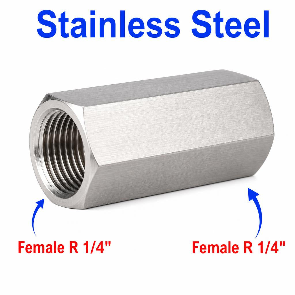 BSPT Tapered R 1/4 inch Female to BSPT Tapered R 1/4 inch Female Stainless Steel 304 Sensor Adaptor Fittings Conversion