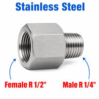 BSPT Tapered R 1/2 inch Female to BSPT Tapered R 1/4 inch Male Stainless Steel 304 Sensor Adaptor Fittings Conversion