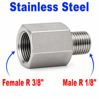 BSPT Tapered R 3/8 inch Female to BSPT Tapered R 1/8 inch Male Stainless Steel 304 Sensor Adaptor Fittings Conversion