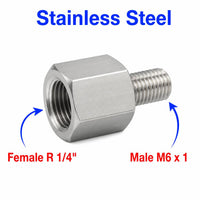 BSPT Tapered R 1/4 inch Female to M6x1 Male Stainless Steel 304 Sensor Adaptor Fittings Conversion