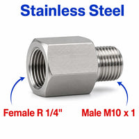 BSPT Tapered R 1/4 inch Female to M10x1 Male Stainless Steel 304 Sensor Adaptor Fittings Conversion