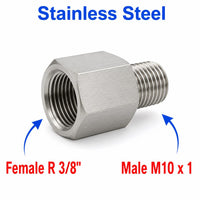 BSPT Tapered R 3/8 inch Female to M10x1 Male Stainless Steel 304 Sensor Adaptor Fittings Conversion