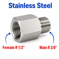 BSPT Tapered R 1/2 inch Female to BSPT Tapered R 3/8 inch Male Stainless Steel 304 Sensor Adaptor Fittings Conversion