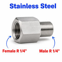 BSPT Tapered R 1/4 inch Female to BSPT Tapered R 1/4 inch Male Stainless Steel 304 Sensor Adaptor Fittings Conversion