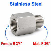 BSPT Tapered R 3/8 inch Female to BSPT Tapered R 3/8 inch Male Stainless Steel 304 Sensor Adaptor Fittings Conversion