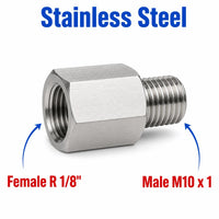 BSPT Tapered R 1/8 inch Female to M10x1 Male Stainless Steel 304 Sensor Adaptor Fittings Conversion