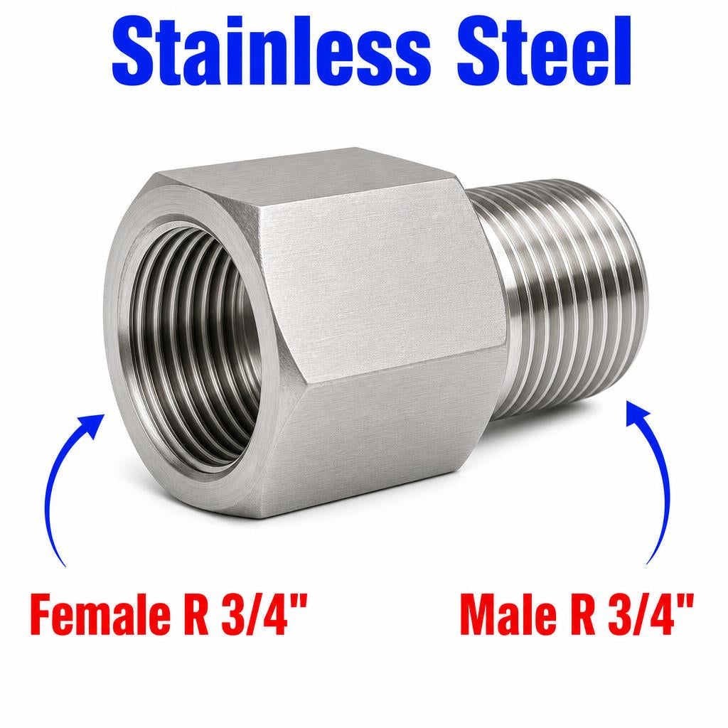 BSPT Tapered R 3/4 inch Female to BSPT Tapered R 3/4 inch Male Stainless Steel 304 Sensor Adaptor Fittings Conversion