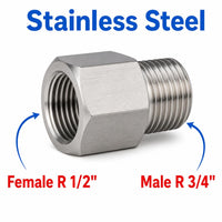 BSPT Tapered R 1/2 inch Female to BSPT Tapered R 3/4 inch Male Stainless Steel 304 Sensor Adaptor Fittings Conversion