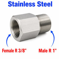 BSPT Tapered R 3/8 inch Female to BSPT Tapered R 1 inch Male Stainless Steel 304 Sensor Adaptor Fittings Conversion