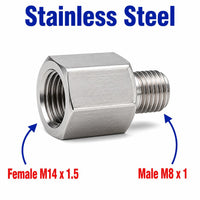 M14x1.5 Female to M8x1 Male Stainless Steel 304 Sensor Adaptor Fittings Conversion