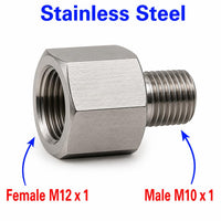 M12x1 Female to M10x1 Male Stainless Steel 304 Sensor Adaptor Fittings Conversion