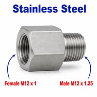 M12x1 Female to M12x1.25 Male Stainless Steel 304 Sensor Adaptor Fittings Conversion