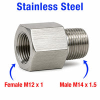 M12x1 Female to M14x1.5 Male Stainless Steel 304 Sensor Adaptor Fittings Conversion