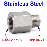 M12x1.25 Female to M12x1 Male Stainless Steel 304 Sensor Adaptor Fittings Conversion