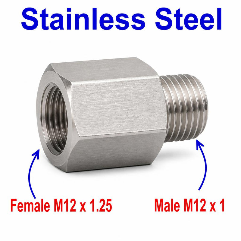 M12x1.25 Female to M12x1 Male Stainless Steel 304 Sensor Adaptor Fittings Conversion