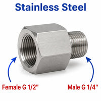 BSP G 1/2 inch Female to BSP G 1/4 inch Male Stainless Steel 304 Sensor Adaptor Fittings Conversion