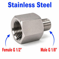 BSP G 1/2 inch Female to BSP G 1/8 inch Male Stainless Steel 304 Sensor Adaptor Fittings Conversion