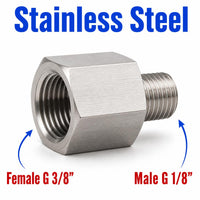 BSP G 3/8 inch Female to BSP G 1/8 inch Male Stainless Steel 304 Sensor Adaptor Fittings Conversion