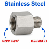 BSP G 3/8 inch Female to M10x1 Male Stainless Steel 304 Sensor Adaptor Fittings Conversion