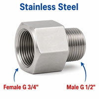 BSP G 3/4 inch Female to BSP G 1/2 inch Male Stainless Steel 304 Sensor Adaptor Fittings Conversion