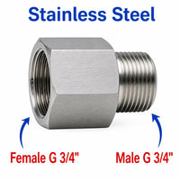 BSP G 3/4 inch Female to BSP G 3/4 inch Male Stainless Steel 304 Sensor Adaptor Fittings Conversion