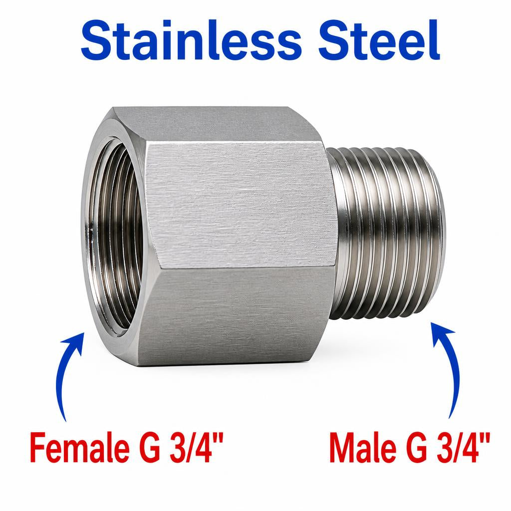 BSP G 3/4 inch Female to BSP G 3/4 inch Male Stainless Steel 304 Sensor Adaptor Fittings Conversion