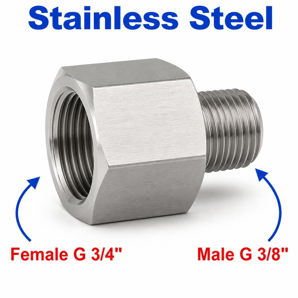 BSP G 3/4 inch Female to BSP G 3/8 inch Male Stainless Steel 304 Sensor Adaptor Fittings Conversion