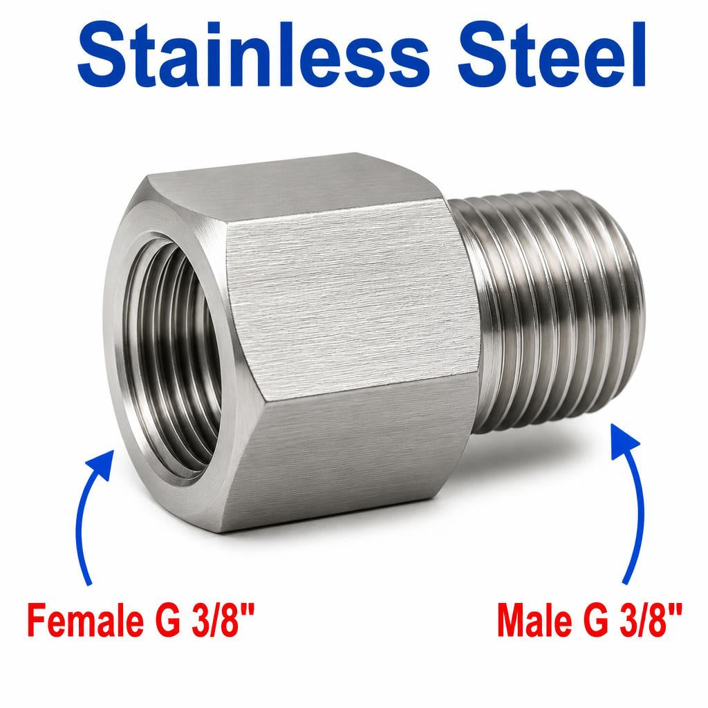BSP G 3/8 inch Female to BSP G 3/8 inch Male Stainless Steel 304 Sensor Adaptor Fittings Conversion