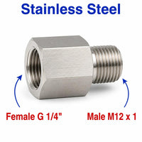 BSP G 1/4 inch Female to M12x1 Male Stainless Steel 304 Sensor Adaptor Fittings Conversion