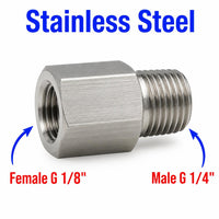 BSP G 1/8 inch Female to BSP G 1/4 inch Male Stainless Steel 304 Sensor Adaptor Fittings Conversion