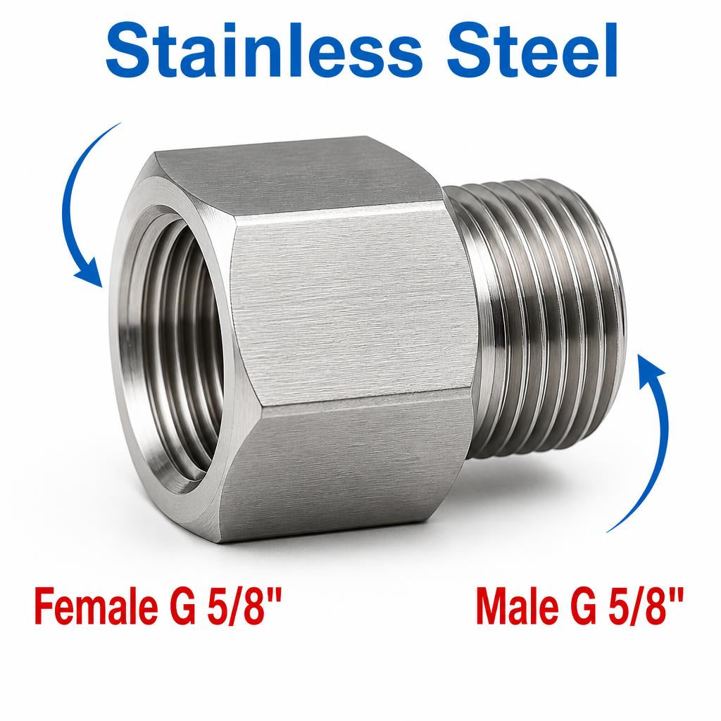 BSP G 5/8 inch Female to BSP G 5/8 inch Male Stainless Steel 304 Sensor Adaptor Fittings Conversion