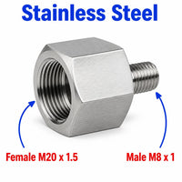 M20x1.5 Female to M8x1 Male Stainless Steel 304 Sensor Adaptor Fittings Conversion