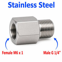 M6x1 Female to BSP G 1/4 inch Male Stainless Steel 304 Sensor Adaptor Fittings Conversion