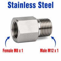 M8x1 Female to M12x1 Male Stainless Steel 304 Sensor Adaptor Fittings Conversion