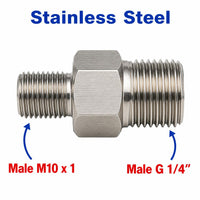 M10x1 Male to BSP G 1/4 inch Male Stainless Steel 304 Sensor Adaptor Fittings Conversion