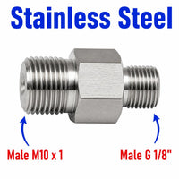 M10x1 Male to BSP G 1/8 inch Male Stainless Steel 304 Sensor Adaptor Fittings Conversion