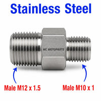 M12x1.5 Male to M10x1 Male Stainless Steel 304 Sensor Adaptor Fittings Conversion