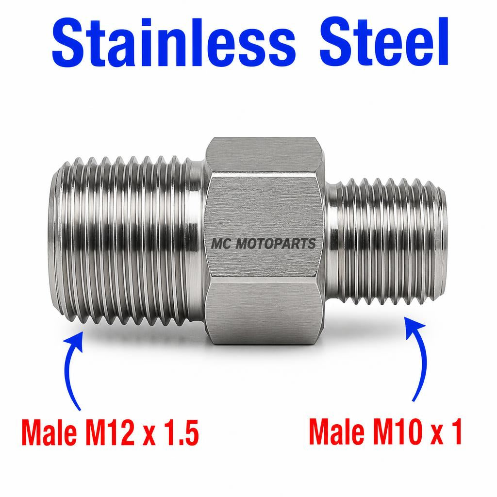 M12x1.5 Male to M10x1 Male Stainless Steel 304 Sensor Adaptor Fittings Conversion